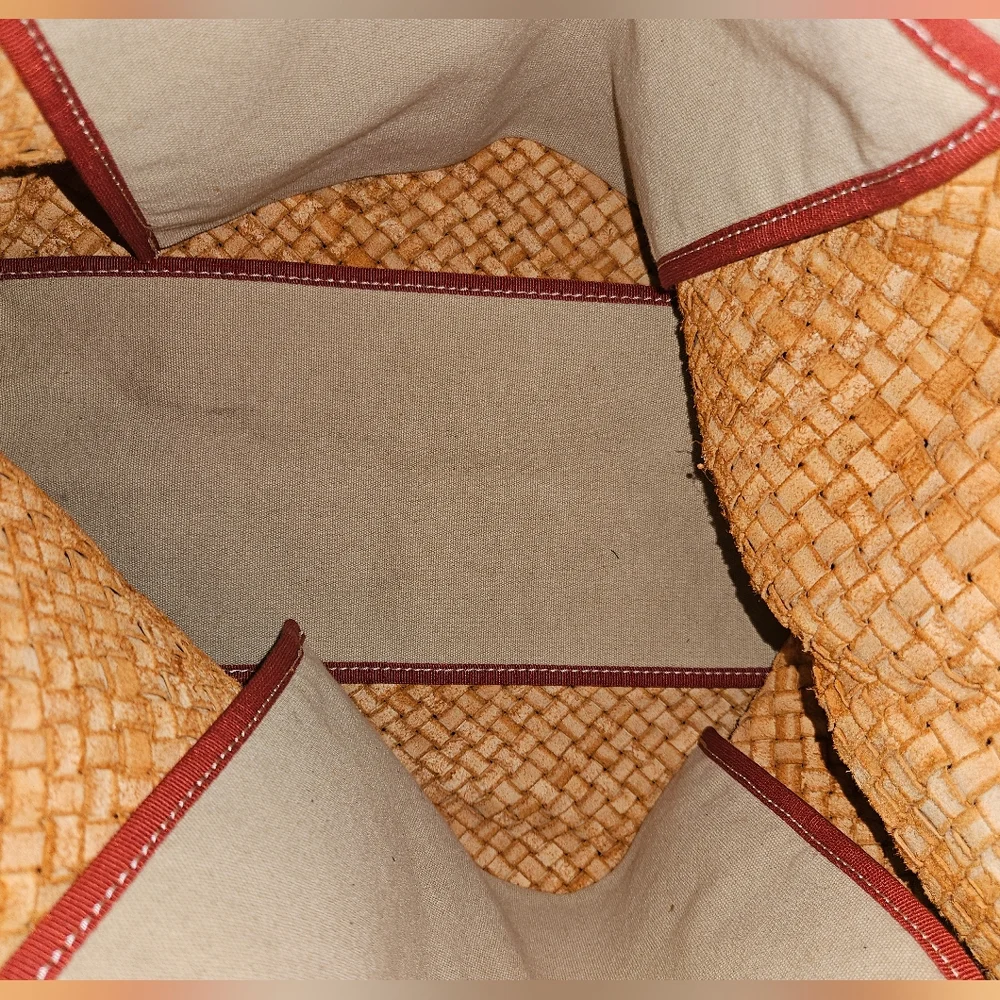 Massimo Palomba Tan Basket Weave Italian Leather Wide Tote - Picture 10 of 15
